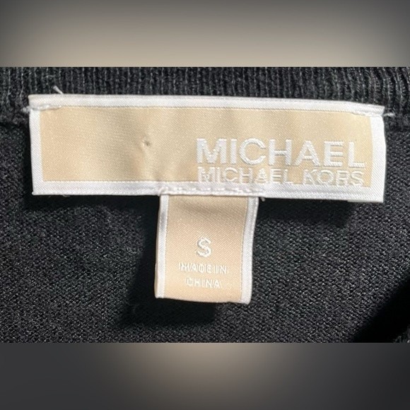 Michael Kors Women's Short Sleeve Black Sweater Top with Sheer Bottom Size Small - Picture 6 of 7